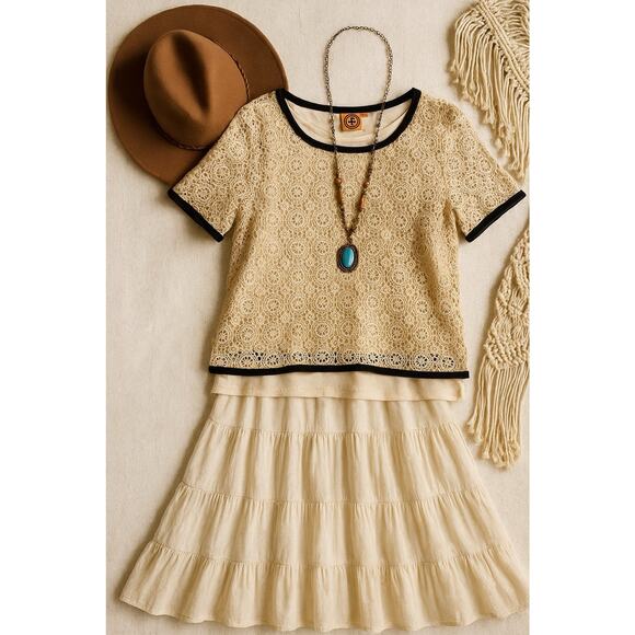 Tory Burch Croche Top 100% Cotton S - Picture 1 of 9